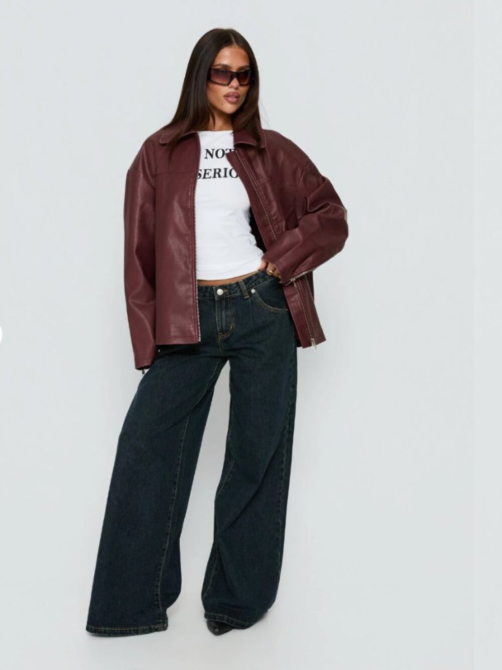 Napoleon Faux Leather Jacket Burgundy